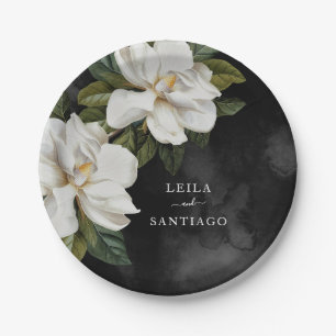 Assiettes En Carton Élégant Mariage blanc Magnolia