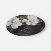 Assiettes En Carton Élégant Mariage blanc Magnolia (Angle)