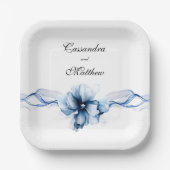 Assiettes En Carton Elégant Mariage bleu bleu marine (Recto)