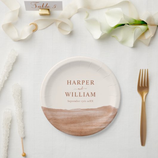 Assiettes En Carton Elégant Mariage Boho en terre cuite (Mariage)