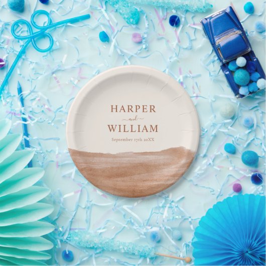 Assiettes En Carton Elégant Mariage Boho en terre cuite (Fête)