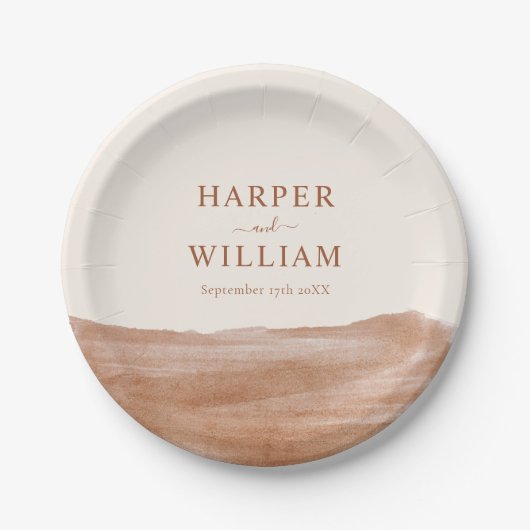 Assiettes En Carton Elégant Mariage Boho en terre cuite (Devant)