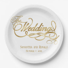 Élégant Mariage Calligraphie Blanc et Or Faux