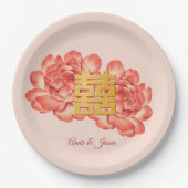 Assiettes En Carton Élégant Mariage chinois Gold Peony (Devant)
