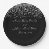 Assiettes En Carton Élégant Mariage Confetti Parties scintillant Argen (Devant)