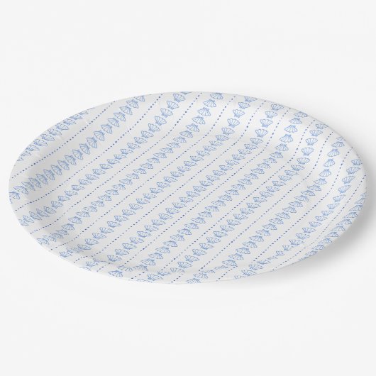Assiettes En Carton Elégant Mariage côtier marin bleu (Angle)