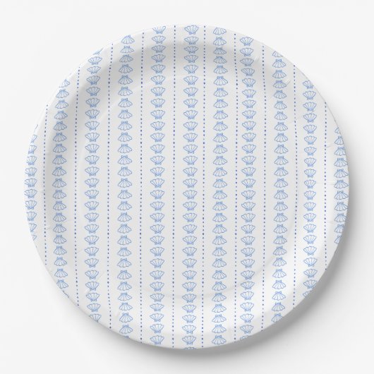 Assiettes En Carton Elégant Mariage côtier marin bleu (Devant)