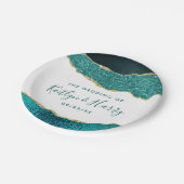 Assiettes En Carton Élégant Mariage d'âge Turquoise & Or (Angle)
