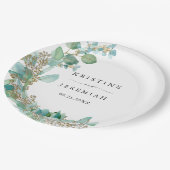Assiettes En Carton Elégant Mariage d'aquarelle Eucalyptus (Angle)