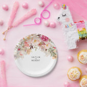 Assiettes En Carton Élégant Mariage d'aquarelle rose pâle (Fête)