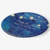 Assiettes En Carton Elégant Mariage de cordes d'aquarelle bleu marine (Angle)