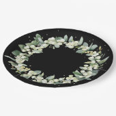 Assiettes En Carton Elégant Mariage de courge Black Snowberry+Eucalypt (Angle)