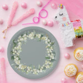 Assiettes En Carton Elégant Mariage de courge vert Snowberry+Eucalyptu (Fête)