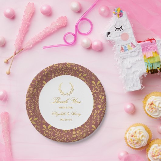 Assiettes En Carton Élégant Mariage de couronne dorée (Fête)