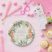 Assiettes En Carton Elégant Mariage de crème de pêche florale Eucalypt (Fête)