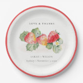 Assiettes En Carton Élégant Mariage de feuillage de fraise rouge migno (Devant)