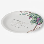 Assiettes En Carton Élégant Mariage de feuillage de l'aquarelle (Angle)