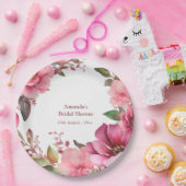 Assiettes En Carton Élégant Mariage de fleurs rose Boho (Fête)