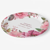Assiettes En Carton Élégant Mariage de fleurs rose Boho (Angle)