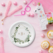 Assiettes En Carton Élégant Mariage de monogramme géométrique Or de Fo (Fête)