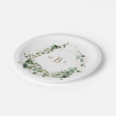 Assiettes En Carton Élégant Mariage de monogramme géométrique Or de Fo (Angle)