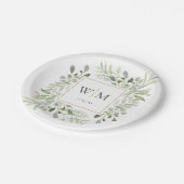 Assiettes En Carton Élégant Mariage de Monogramme Or de verdure (Angle)