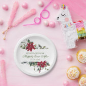 Assiettes En Carton Élégant Mariage de Noël Rouge Poinsettia (Fête)