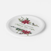 Assiettes En Carton Élégant Mariage de Noël Rouge Poinsettia (Angle)