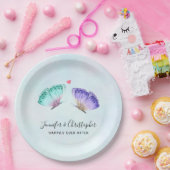 Assiettes En Carton Élégant Mariage de paire de papillon aquarelle (Fête)