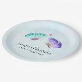 Assiettes En Carton Élégant Mariage de paire de papillon aquarelle (Angle)