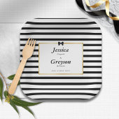 Assiettes En Carton Élégant Mariage de trame en or noir blanc