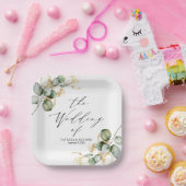 Assiettes En Carton Elégant Mariage de verdure or (Fête)