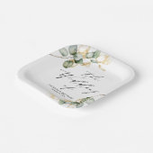 Assiettes En Carton Elégant Mariage de verdure or (Angulaire)