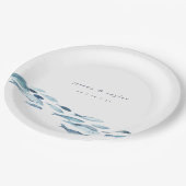 Assiettes En Carton Elégant Mariage d'eau bleu côtier (Angle)