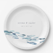 Assiettes En Carton Elégant Mariage d'eau bleu côtier (Devant)