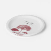 Assiettes En Carton Élégant Mariage d'Hydrangée bordeaux (Angle)