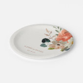 Assiettes En Carton Élégant Mariage d'initiaux en deux aquarelles flor (Angle)