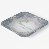 Assiettes En Carton Élégant Mariage En Dentelle Sur Bleu Gradient (Angulaire)