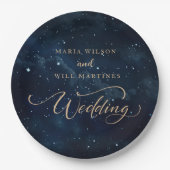 Assiettes En Carton Élégant Mariage étoilé Mariage céleste (Devant)