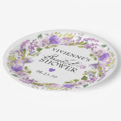 Assiettes En Carton Élégant Mariage Fleuriste Violet (Angle)