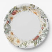 Assiettes En Carton Élégant Mariage floral d'hiver (Devant)