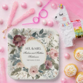 Assiettes En Carton Élégant Mariage Floral Français or Aquarelle (Fête)