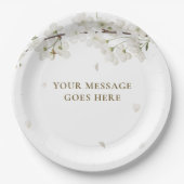 Assiettes En Carton Élégant Mariage Floral Joli Blanc Fleur (Devant)