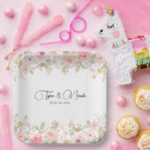 Assiettes En Carton Élégant Mariage floral Mariage personnalisé (Fête)