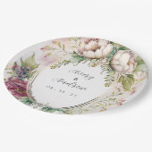 Assiettes En Carton Élégant Mariage floral romantique (Angle)