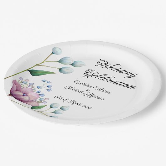 Assiettes En Carton Élégant Mariage Floral Soft Botanical Romance