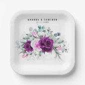 Assiettes En Carton Élégant Mariage géométrique violet rustique (Recto)