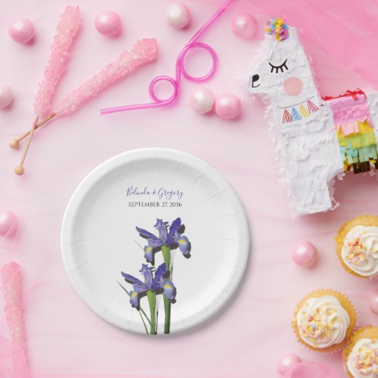 Assiettes En Carton Élégant Mariage Iris violet (Fête)
