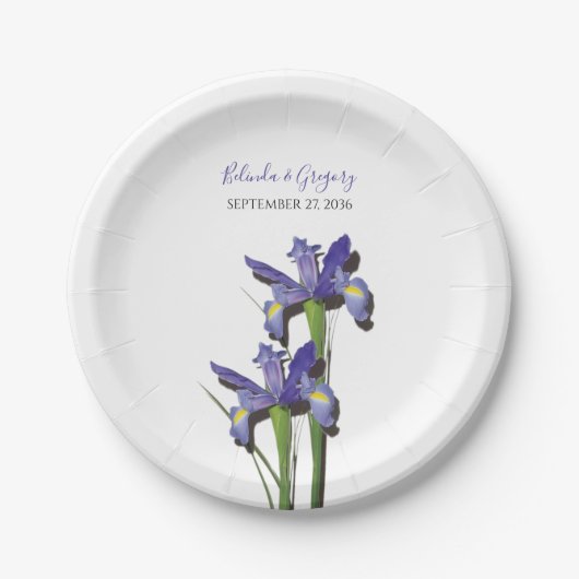 Assiettes En Carton Élégant Mariage Iris violet (Devant)