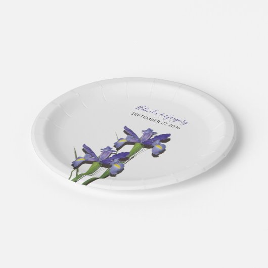 Assiettes En Carton Élégant Mariage Iris violet (Angle)